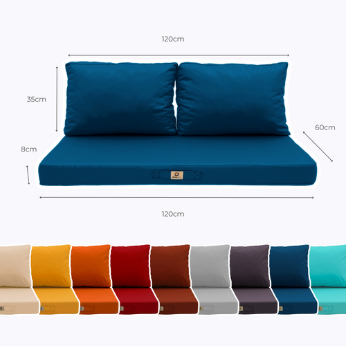 Coussins Pour Salon De Jardin Déhoussable 120x60cm Bleu Pétrole