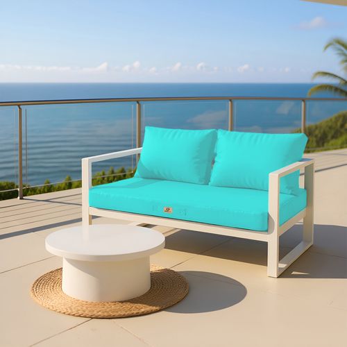 Coussins Pour Salon De Jardin Déhoussable 120x60cm Bleu Caraïbes