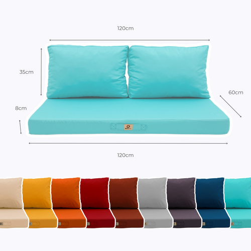 Coussins Pour Salon De Jardin Déhoussable 120x60cm Bleu Caraïbes