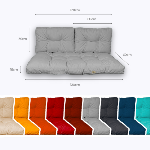 Coussins Pour Salon De Jardin Capitonné 120x60cm Gris Galet