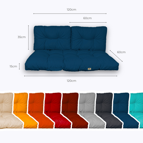 Coussins Pour Salon De Jardin Capitonné 120x60cm Bleu Petrole