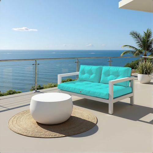 Coussins Pour Salon De Jardin Capitonné 120x60cm Bleu Caraibes