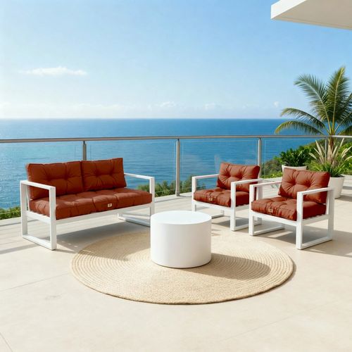 Coussins Pour Salon De Jardin Capitonné 100x50cm Terracotta