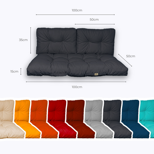 Coussins Pour Salon De Jardin Capitonné 100x50cm Gris Carbone