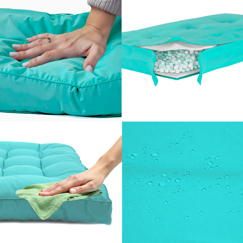 Coussins Pour Salon De Jardin Capitonné 100x50cm Bleu Caraibes