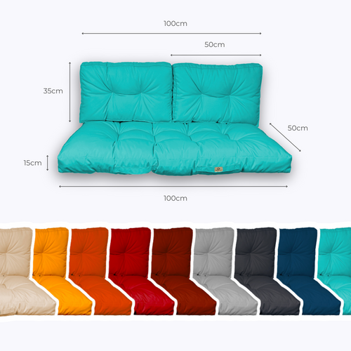 Coussins Pour Salon De Jardin Capitonné 100x50cm Bleu Caraibes