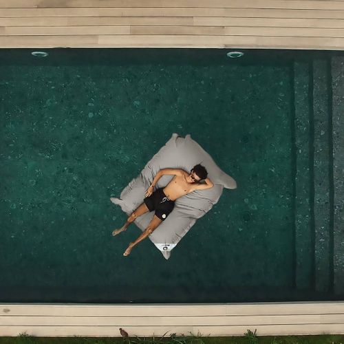 Housse Pour Pouf Géant XXL 180x140cm Flottant Pour Piscine - Gris Galet
