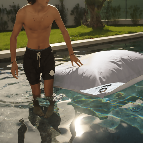 Housse Pour Pouf Géant XXL 180x140cm Flottant Pour Piscine - Gris Galet