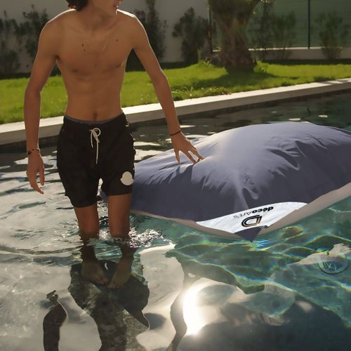 Housse Pour Pouf Géant XXL 180x140cm Flottant Pour Piscine - Gris Carbone