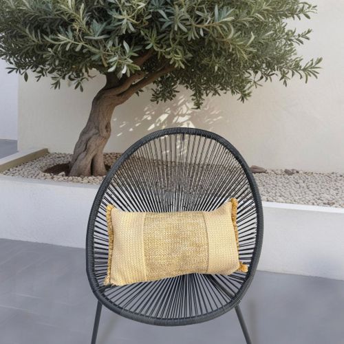 Coussin Effet Raphia - à Bande - Rectangle - 50x30cm