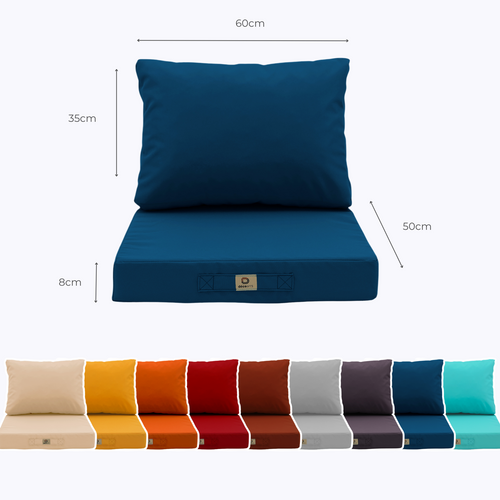 Coussins Pour Salon De Jardin Déhoussable 50x60cm Bleu Pétrole