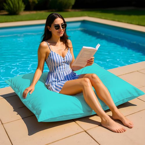 Housse Pour Pouf Géant XL 120x80cm - Bleu Caraïbes