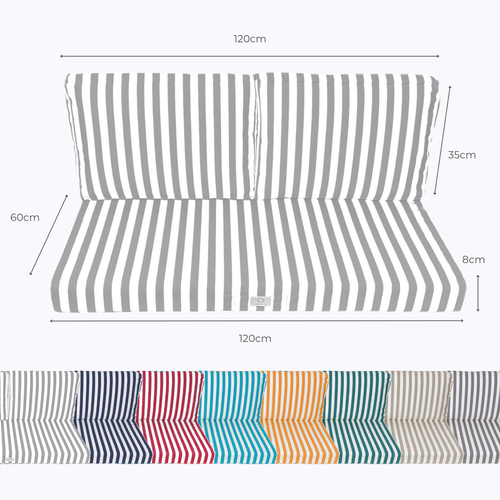 Coussins Pour Salon De Jardin Déhoussable 120x60cm Rayure Gris Clair