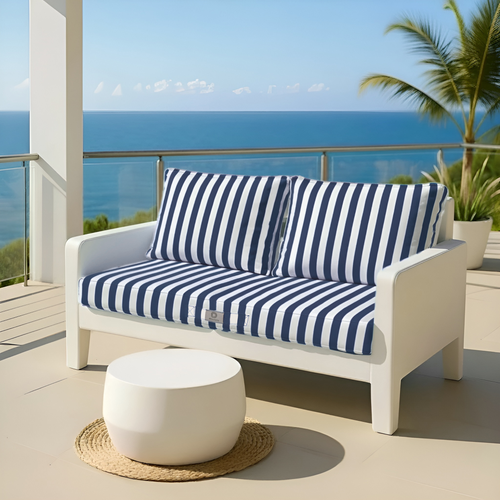 Coussins Pour Salon De Jardin Déhoussable 120x60cm Rayure Bleu Marine