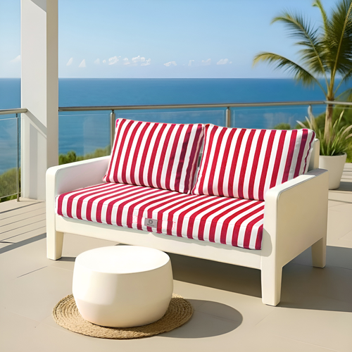 Coussins Pour Salon De Jardin Déhoussable 100x50cm Rayure Rouge