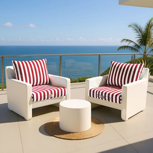 Coussins Pour Salon De Jardin Déhoussable 50x50cm Rayure Rouge
