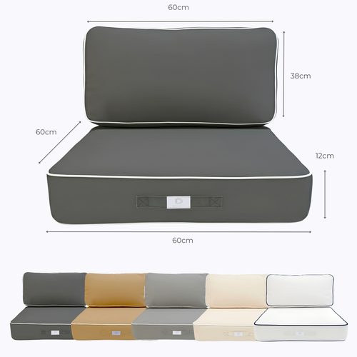 Coussins Salon Jardin Premium Déhoussable 60x60cm Gris Foncé