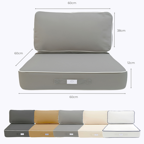 Coussins Salon Jardin Premium Déhoussable 60x60cm Gris Clair