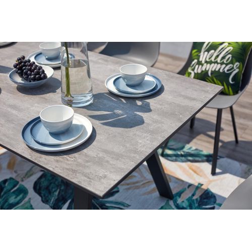 Temara, Salon De Jardin Aluminium Et Plateau Aspect Ciment