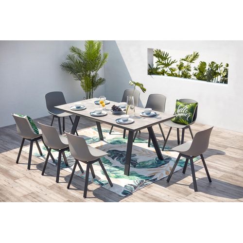 Temara, Salon De Jardin Aluminium Et Plateau Aspect Ciment