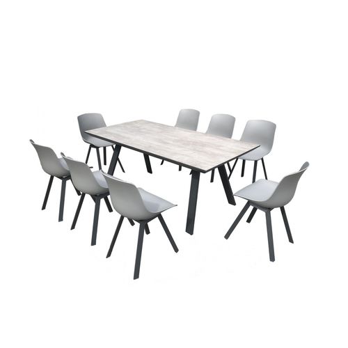 Temara, Salon De Jardin Aluminium Et Plateau Aspect Ciment