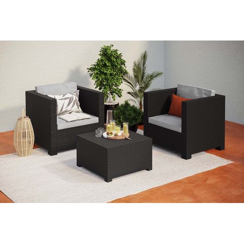 Ankara : Salon De Jardin 2 Places Effet Résine Tressée Gris