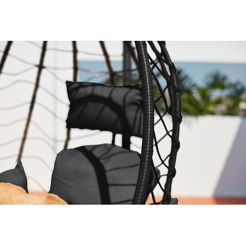 Lima - Fauteuil Suspendu Effet Rotin Noir