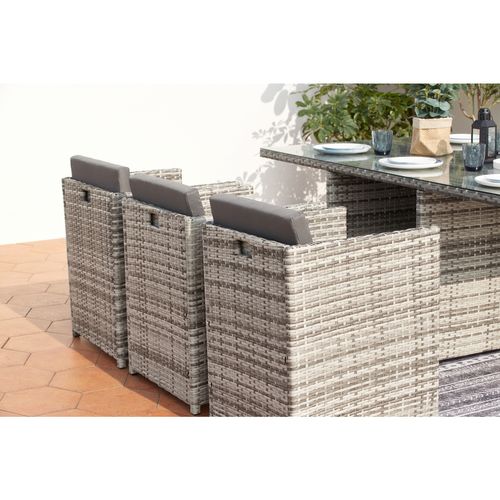 Miami 6 Gris : Ensemble 6 Personnes En Résine Tressée De Plusieurs Nuances De Gris Poly Rotin
