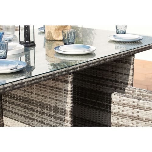 Miami 6 Gris : Ensemble 6 Personnes En Résine Tressée De Plusieurs Nuances De Gris Poly Rotin