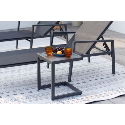 Bari - Lot De 2 Transats Avec Table D'appoint Noir