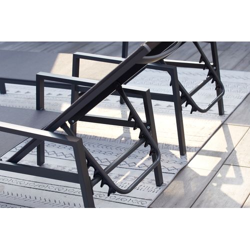 Bari - Lot De 2 Transats Avec Table D'appoint Gris Foncé