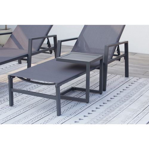 Bari - Lot De 2 Transats Avec Table D'appoint Gris Foncé