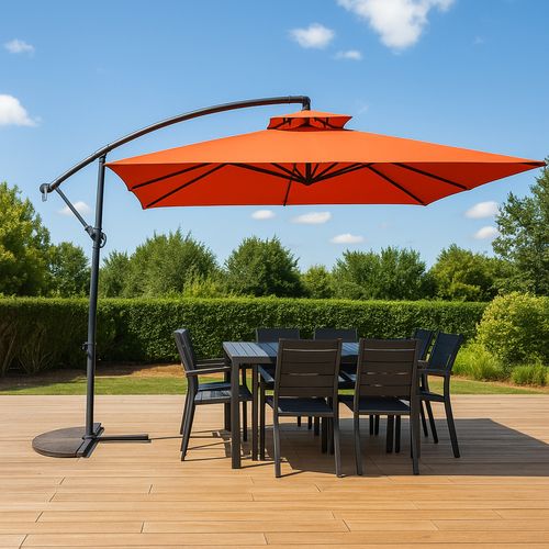 Capri - Parasol Carré Déporté 3x3 Terracotta En Aluminium