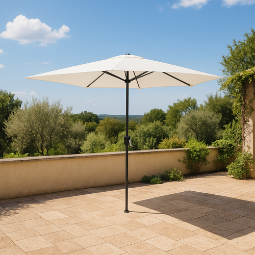 Come - Parasol Circulaire 2.5 X 2.5 Droit Écru En Aluminium