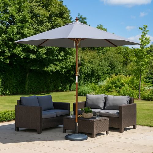 Napoli - Parasol Circulaire Droit 2.7m Gris En Bois