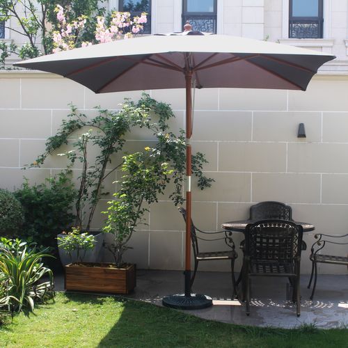 Matera - Parasol Carré Droit 2.5x2.5 Gris Mât En Bois