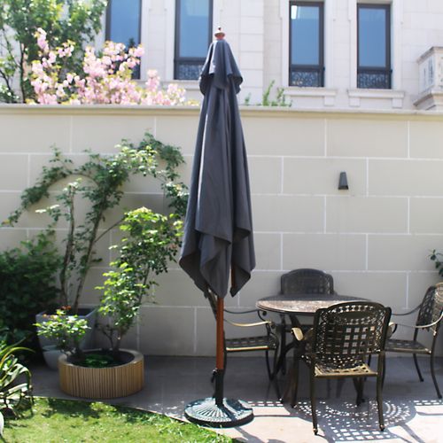 Matera - Parasol Carré Droit 2.5x2.5 Gris Mât En Bois