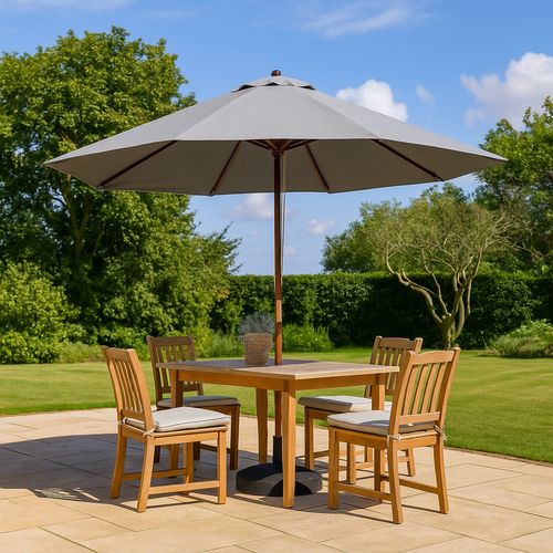 Cancun - Parasol Circulaire Inclinable 3m Gris Mât En Bois