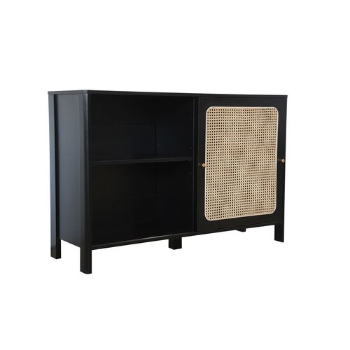 Bali - Buffet En Bois Noir Et Cannage