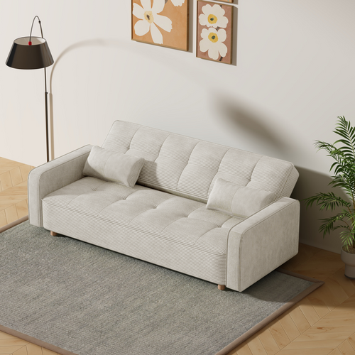 Copenhague - Canapé Convertible 3 Places En Velours Côtelé Beige