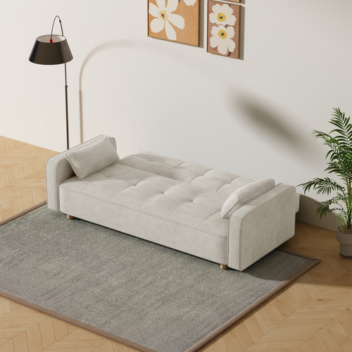 Copenhague - Canapé Convertible 3 Places En Velours Côtelé Beige
