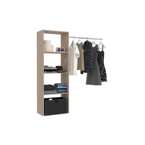 Elysée - Dressing Bois Avec 3 Étagères Et Une Penderie : 160 X 40 X 180 Cm