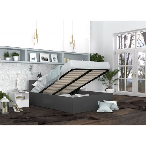 Lit Coffre Panama 160x200 - Sommier Inclus Gris