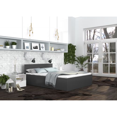 Lit Coffre Panama 160x200 - Sommier Inclus Gris