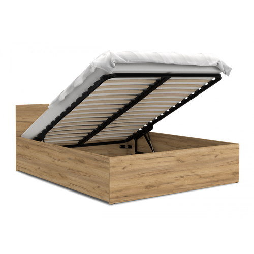 Lit Coffre Panama 140x190 - Sommier Inclus Chêne