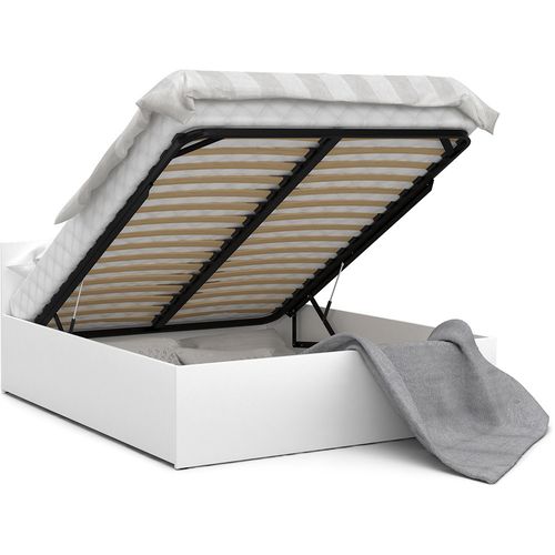 Lit Coffre Panama 140x190 - Sommier Inclus Blanc