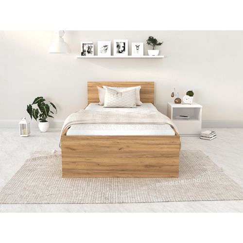 Lit Coffre Panama 90x190  - Sommier Inclus Chêne