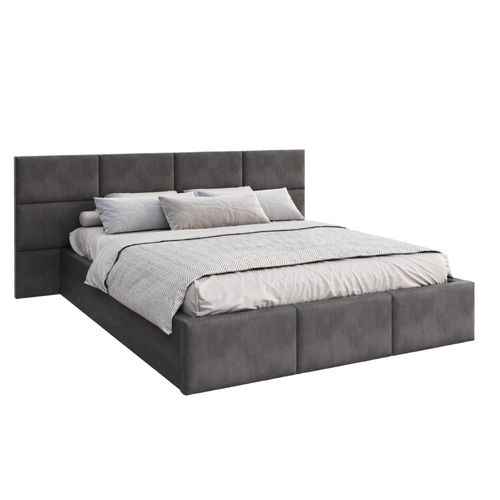 Lit Coffre Denver 160x200 - Sommier Inclus Gris Foncé
