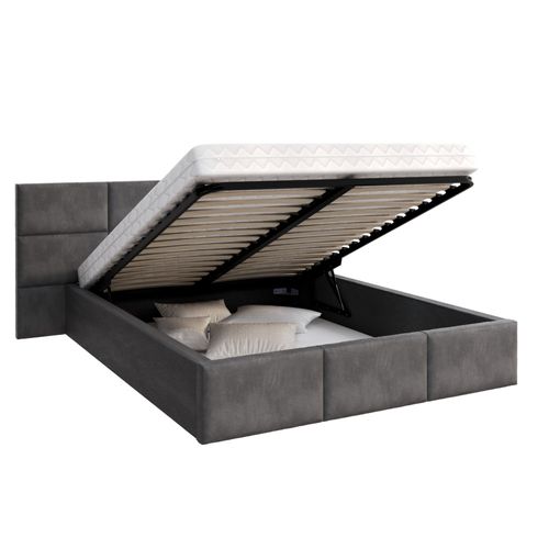 Lit Coffre Denver 160x200 - Sommier Inclus Gris Foncé