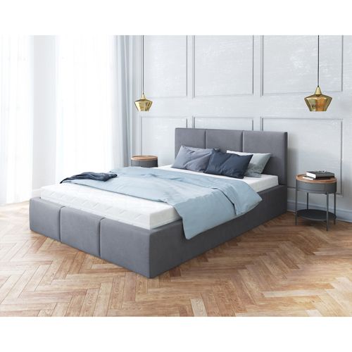 Lit Double Tesia 160x200 + Coffre - Sommier Inclus Gris Foncé